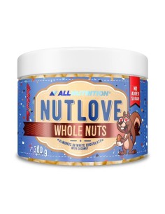 NUTLOVE WHOLE NUTS ALMONDS IN WHITE CHOCOLATE WITH COCONUT 300G (AllNutrition)